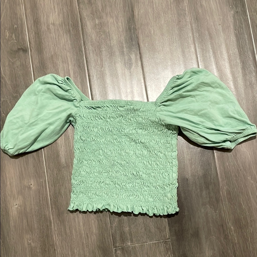 GAP Kids - Light Green Puff Sleeve Smocked Blouse- worn twice.